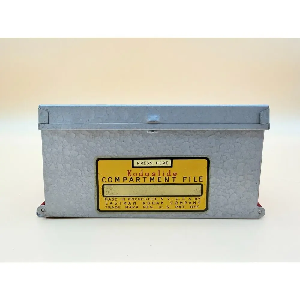 Vintage Kodak Kodaslide 35mm Slide Storage Box Metal 12 Compartment File 1950s